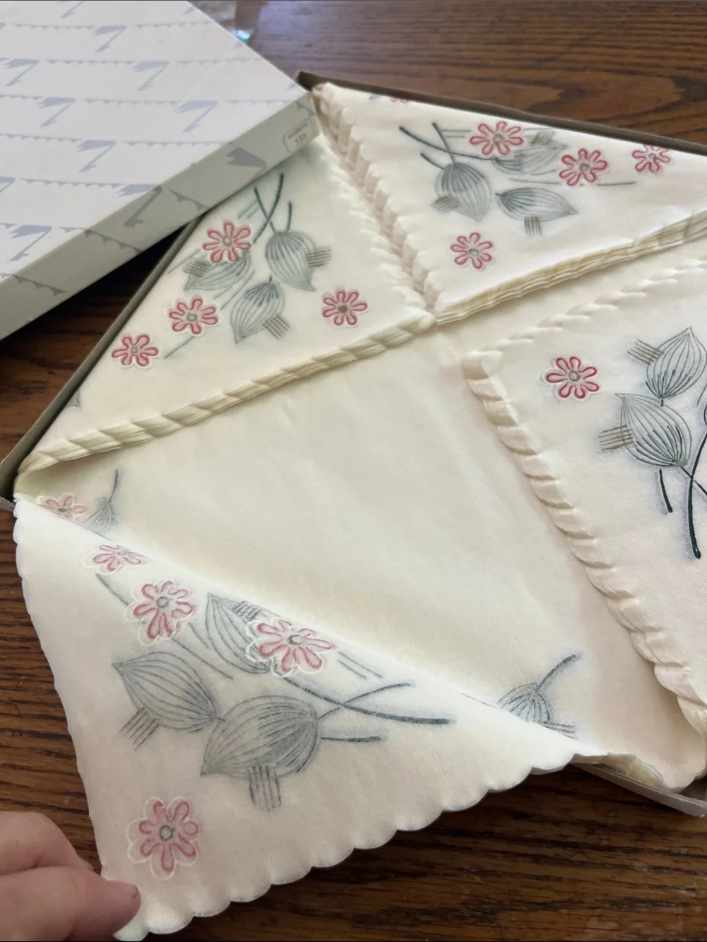Vintage paper Cream Floral Cocktail Napkins - Set